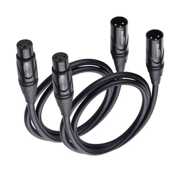 Cable Matters 2-Pack Premium XLR to XLR Microphone Cable 3 Feet, Oxygen-Free Copper (OFC) XLR Male to Female Cord/XLR Cables/Mic Cable - 3 Feet