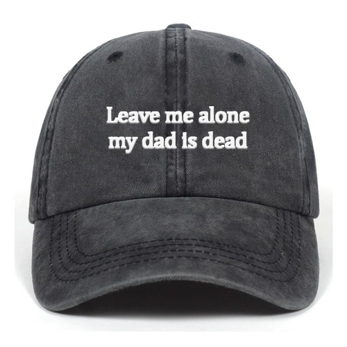 Leave Me Alone Vintage Washed Baseball Cap - Black / Adjustable 56-58 CM