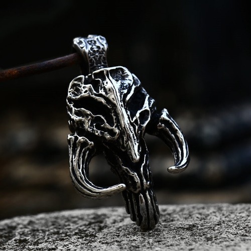 Mandalorian Symbol Skull Stainless Steel Pendant - Stainless Steel / Pendant Only