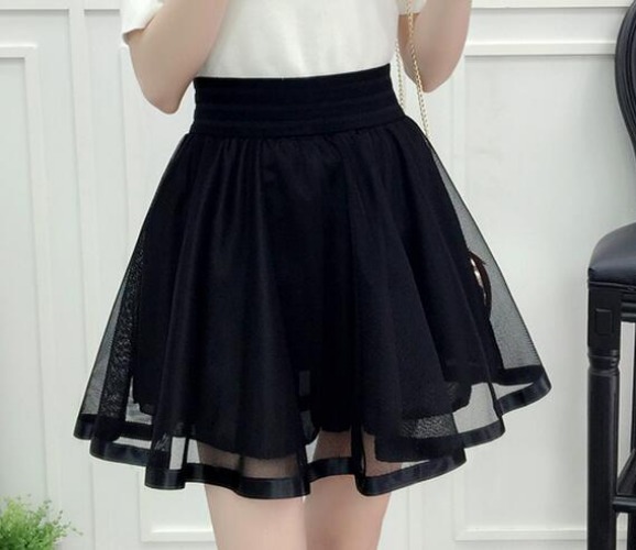 'Spice' Black Mesh Skirt - Pure Black / L