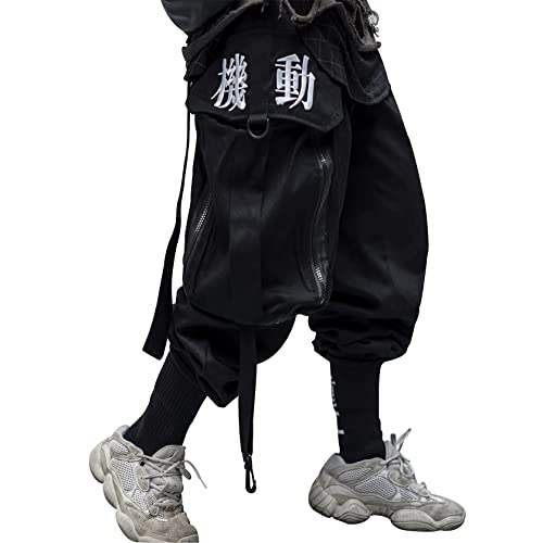 Niepce Inc Men's Japanese Streetwear Techwear Cargo Pants with Design - X-Large - Black