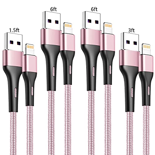 4Pack iPhone Charger, [Apple MFi Certified] Lightning Cable 1.5/3/6/6FT iPhone Charger Cord Fast Charging Cable for iPhone 13 12 Pro Max Mini 11 Pro XS XR X 10 8 7 Plus 6s 6 SE 2020 iPad iPod - 1.5ft 3ft 6ft 6ft Multicolored