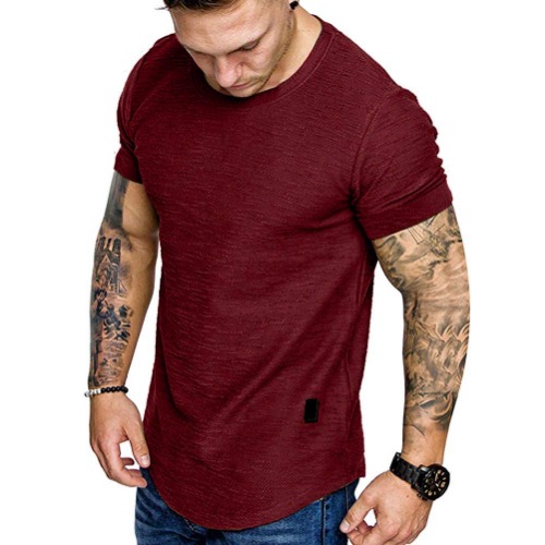 Fashion Mens T Shirt Muscle Gym Workout Athletic Shirt Cotton Tee Shirt Top - 240-red Medium