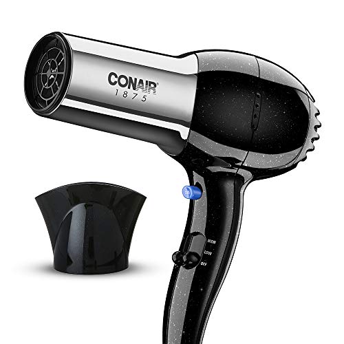 Conair Hair Dryer, 1875W Full Size Hair Dryer with Ionic Conditioning, Blow Dryer - Black/Chrome - 1 Count (Pack of 1)