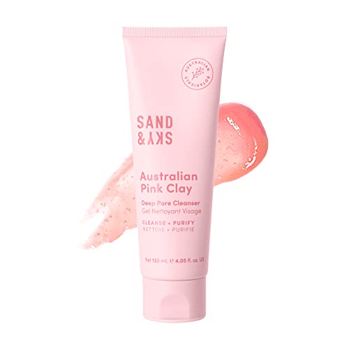Sand & Sky Australian Pink Clay Deep Pore Cleanser. pH 5.5 Gel Cleanser. Clear Congestion. Reduce Appearance of Pores. Gently Exfoliates. Hydrates & Moisturize Skin (120 ml))