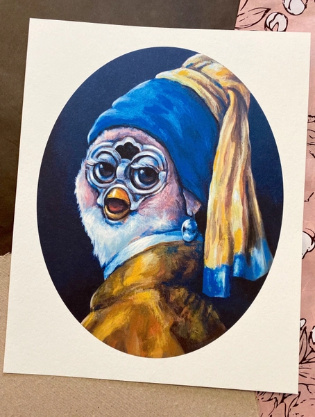 The Furb With The Pearl Earring Print Signed & Dated- Classical 8 x 10 Print on Deluxe Watercolor Paper - High Quality