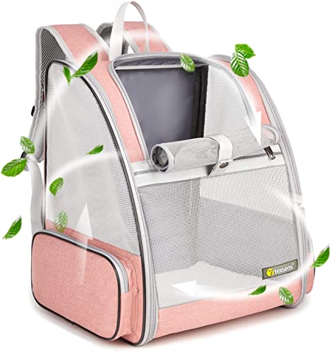 Texsens Innovative Traveler Bubble Backpack Pet Carriers for Cats and Dogs - Mesh Pink