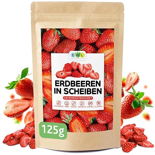 EWL Naturprodukte gefriergetrocknete Erdbeeren 125g, vegan, Erdbeeren gefriergetrocknet in Deutschland abgefüllt