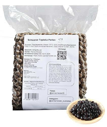 900g Tapioka Perlen | Bubble Tea Set & Milchtee Boba-Kugeln Vegan | Perfekt für Smoothie, Eiskaffee, Eistee, Slush und gemischte Fruchtgetränke | Bubble Tee Tapioka Boba Perlen Party - 1 Pack