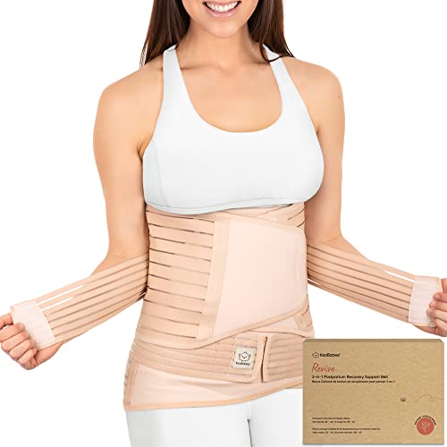 3-in-1 Postpartum Belly Band, Post Partum Recovery - Postpartum Belly Wrap Shapewear Belt, Post Partum Waist Binder, Postpartum Fajas for After Birth, C Section Belly Binder (Classic Ivory, M/L) - Classic Ivory - M/L