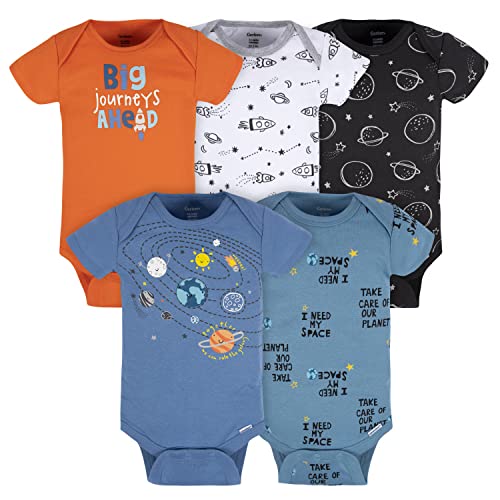 Gerber baby-boys 5-pack Short Sleeve Variety Onesies Bodysuits - 0-3 Months - Space