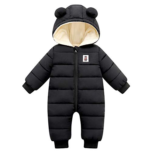 Fumdonnie Cute Baby Boys Snowsuit New Born baby girls Winter Coat Toddler Clothes - Black - 0-6 Months