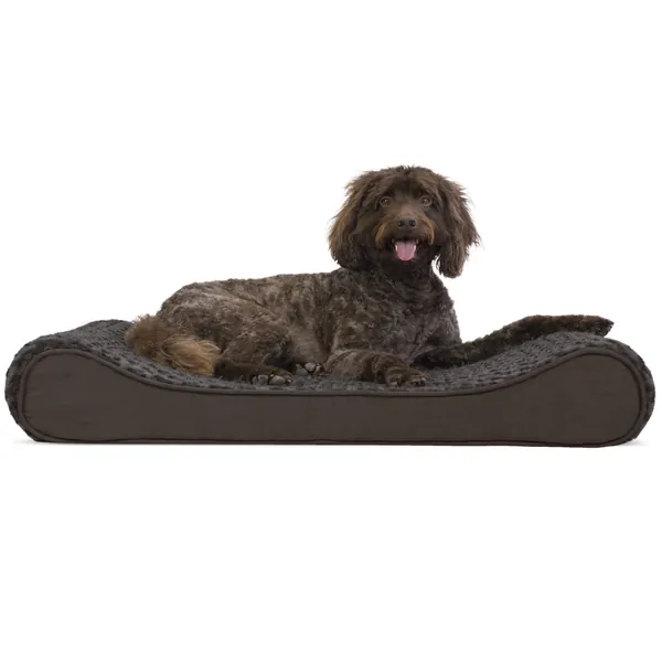 Furhaven Orthopedic, Cooling Gel, and Memory Foam Pet Beds for Small, Medium, and Large Dogs - Ergonomic Contour Luxe Lounger Dog Bed Mattress and More - Ultra Plush Chocolate Large Orthopedic Foam