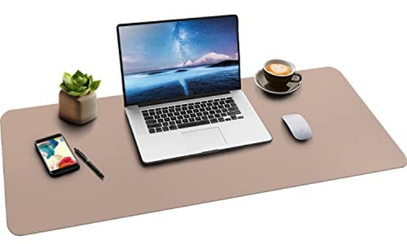 Boutilon Leather Desk Mat,Desk Pad,Desktop mat,Waterproof Desk Mat for Desktop, Desk Mat for Keyboard and Mouse,Leather Mouse Pad Protector for Office and Home,35"x 17"(L-Champagne Gold)