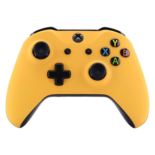 eXtremeRate Caution Yellow Soft Touch Grip Front Housing Shell for Xbox One Wireless Controller 1708, Replacement Parts Top Faceplate Cover for Xbox One S/X Controller - Controller NOT Included - Caution Yellow