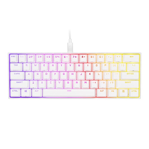CORSAIR K65 RGB Mini 60% Mechanical Gaming Keyboard-Customizable Per-Key RGB Backlighting-Cherry MX Speed Mechanical Keyswitches-Detachable USB Type-C Cable-White - 