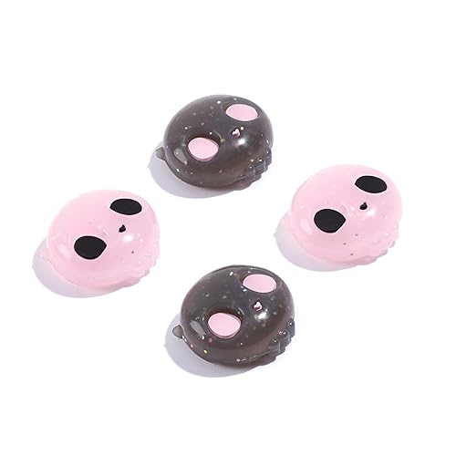 GeekShare Cute Silicone Joycon Thumb Grip Caps,Joystick Cover Compatible with Nintendo Switch/OLED/Switch Lite,4PCS - Pink Skull (Glitter Pink & Black) - Glitter Pink & Black