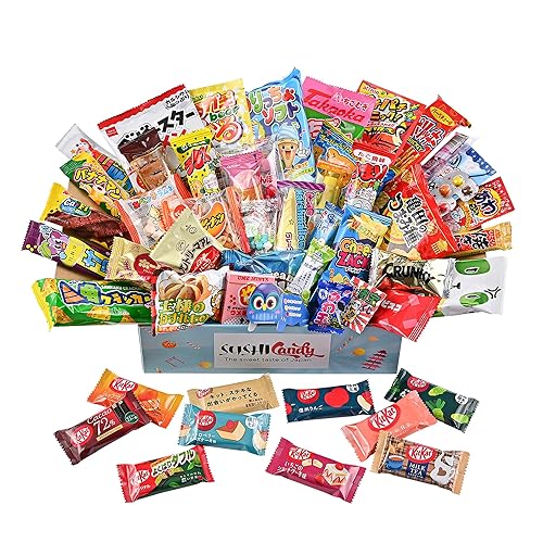 50 Japanese Candy & Snack box set 10 Japanese Kitkat assortment and 40 popular Sweets (GIFT BOX) - GIFT BOX