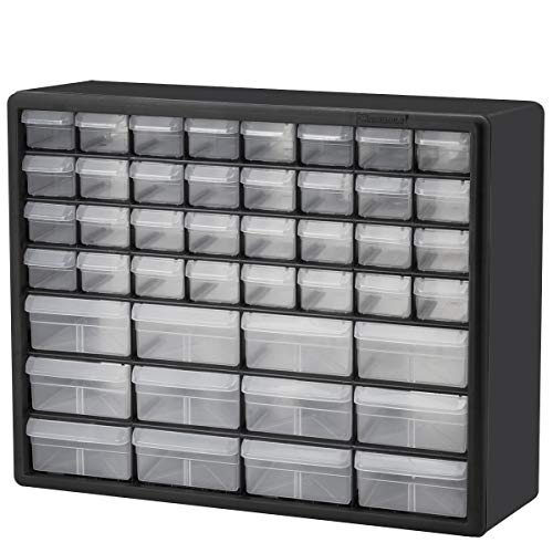 Akro-Mils 10144, 44 Drawer Plastic Parts Storage Hardware and Craft Cabinet, 20-Inch W x 6.37-Inch D x 15.81-Inch H, Black - 44 Drawer - Black
