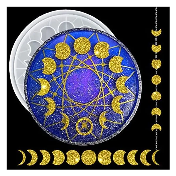 
                            Mity rain Moon Phase Tray Resin Mold Large Moon Clock Mold Lunar Eclipse Crescent Silicone Epoxy Casting Mold for DIY Crafts, Earrings, Pendant, Jewelry Making, Wall Hanging
                        