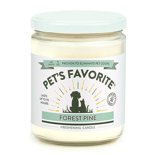 Pet's Favorite - Tested & Proven - Odor Eliminating Candle, Pet-Friendly Scented Candle, in 7 Great Fragrances – 70-Hour Burn Time, Cotton Wick (Forest Pine, Pack of 1) - Forest Pine - 12 Ounce (Pack of 1)