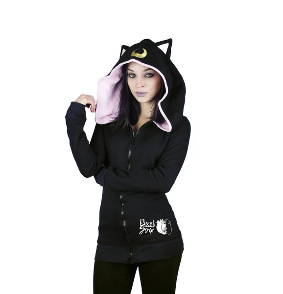 Cat ear hoodie - Luna - animal, goth, gothic, anime sweatshirt