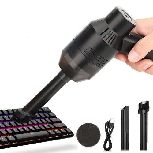 Keyboard Cleaner Powerful Rechargeable Mini Vacuum Cleaner, Cordless Portable Vacuum-Cleaner Tool for Cleaning Dust, Hairs, Crumbs, Scraps for Laptop, Piano, Computer, Car, Makeup Bag, Pet House - Black