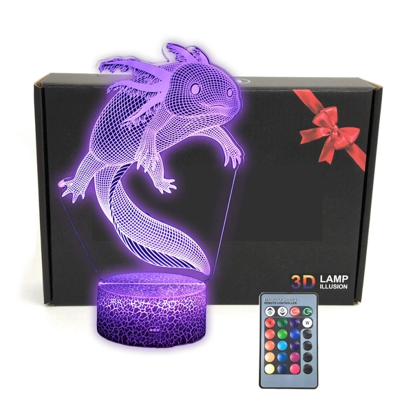 DEAL BEST Axolotl 3D Illusion Desk Lamp Room Decor Night Light Toys,16 Colors,Remote Control,Bedroom Decorations Gifts for Fathers,Dad,Mothers,Girls,Men,Women,Kids,Boys,Teens