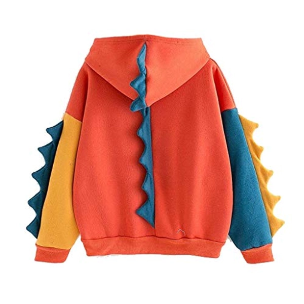 Mikilon Cosplay Anime Dinosaur Women Sweatshirt Hoodie Costume Long Sleeve Coat T Shirt Top Oversized Orange