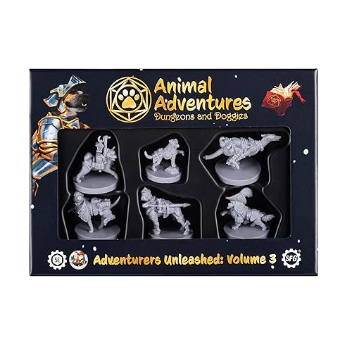 Steamforged Games Animal Adventures: Dungeons and Doggies Adventures Unleashed Roleplaying Miniatures 5E Compatible Volume 3 - Volume 3