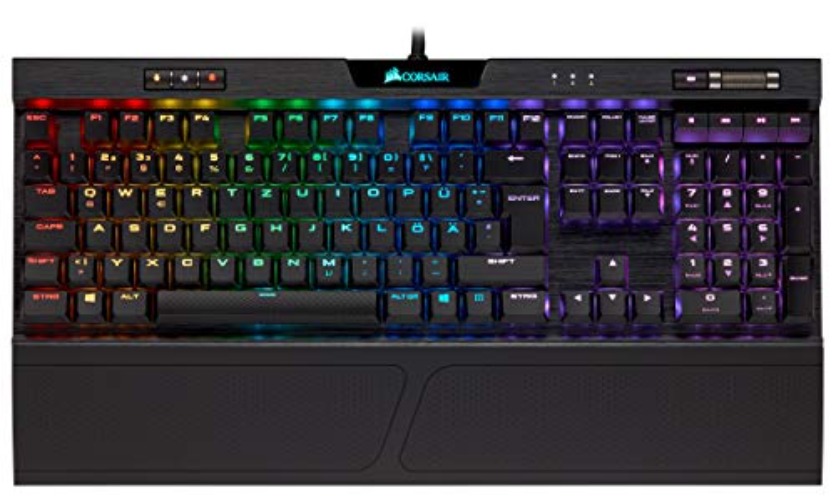 Corsair, Verkabelt, K70 MK.2 Low Profile Rapidfire Mechanische Gaming Tastatur (Cherry MX Speed: Schnell und Hochpräzise, Dynamischer RGB LED Hintergrundbeleuchtung, QWERTZ DE Layout) schwarz - Schwarz - Cherry MX Speed (Schnell und Hochpräzise) - RGB - Single