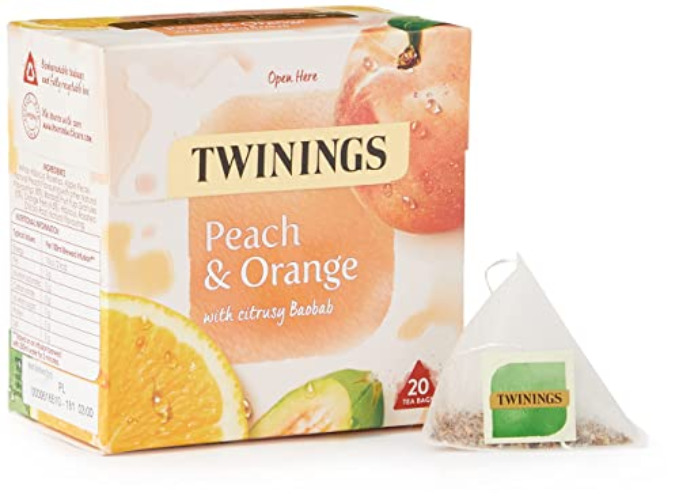 Twinings Peach & Orange Tea Bags, 20 Count (Pack of 1) - WHITE PEACH, ORANGE - Single
