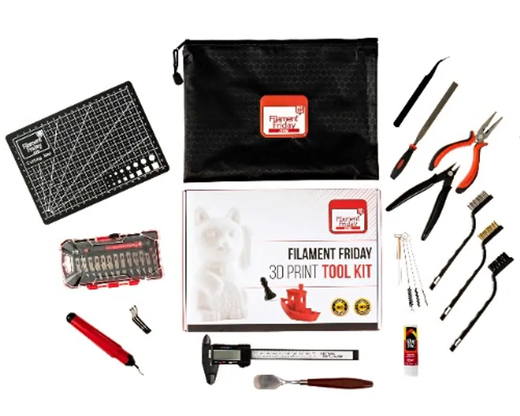 Filament Friday 3D Print Tool Kit - 32 Essential 3D Print Accessories for Finishing Cleaning and Printing 3D Prints - Includes Convenient Zipper Pouch and Removal Tool - 3D Printer Tool Set