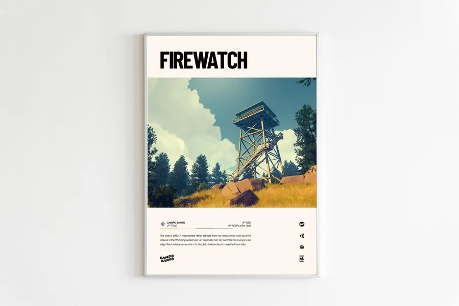 Firewatch (2016) - Video Game Poster Art, Minimalist Design, Campo Santo