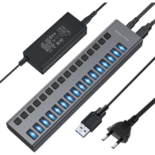 ACASIS Powered USB Hub,16 Ports USB 3.0 Data Hub, Individual On/Off Switches