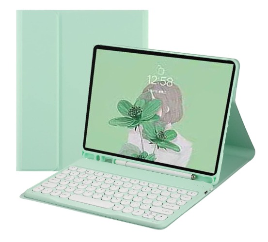 HENGHUI Toetsenbord Case voor Galaxy Tab S6 Lite 10.4" Toetsenbord Case Leuke Ronde Key Kleur Toetsenbord Draadloos Afneembare BT Toetsenbord Cover met S Pen Houder (MintGreen) - Galaxy Tab S6 Lite 10.4-inch - MintGroen