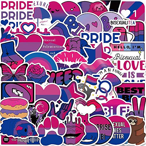 Bisexual Pride Stickers,LGBT Bi Pride Vinyl Stickers,Perfect for Water Bottle Laptop Scrapbooking Decals Bisexual Pride Gift(50 Pack) - Bisexual Pride