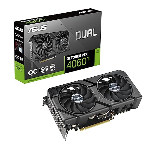 Asus Dual GeForce RTX™ 4060 Ti EVO OC Edition 16GB GDDR6 (PCIe 4.0, 16GB GDDR6, DLSS 3, HDMI 2.1a, DisplayPort 1.4a, 2.5-Slot Design, Axial-tech Fan Design, 0dB Technology, and More) - Dual|Black - RTX4060TI|EVO|OC|16G