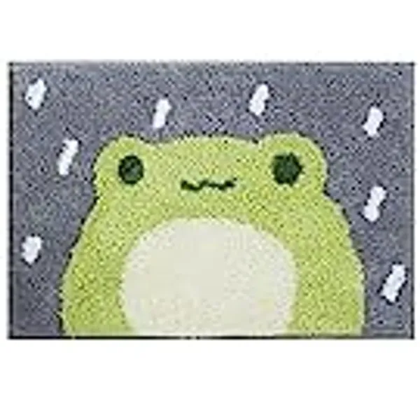 Ankah Bath Mat Cute Shower Rug, Luxury Shaggy High Absorbent and Anti Slip, Machine Washable Fit for Bathtub, Shower and Bath Room, 18" x 26", Little Frog