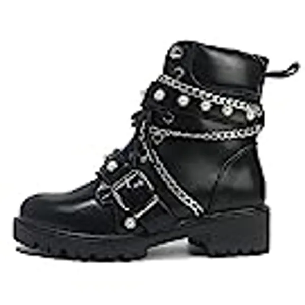 MeiLuSi Combat Boots for Women Goth Boots Girls Studded Boots Punk Style Motorcycle Booties