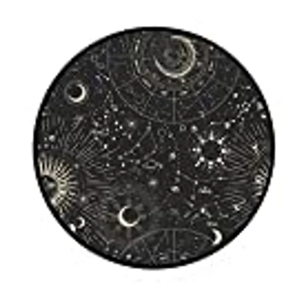 Kuizee Round Doormat Moon Phases Sun Zodiac Mysterious Astrology Polyester Indoor Outdoor Non-Slip Water Absorption Living Room Bedroom Bathroom Kitchen Home Decor 36.2Inch