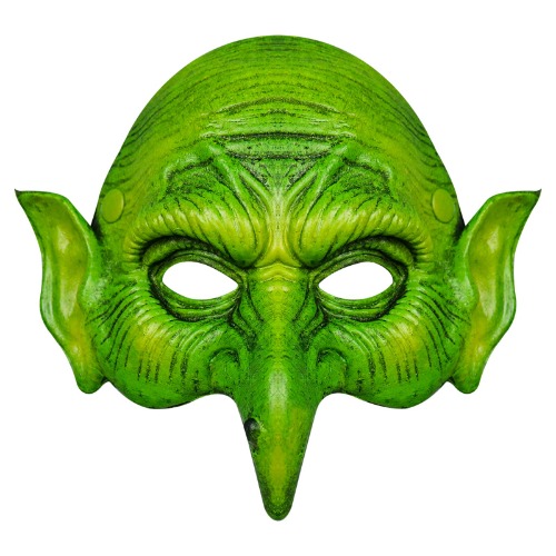 nezababy Goblin Cosplay Mask Old Witch Sorceress Mask Scary Half Face Eagle Nose Costume Props for Halloween Party Masquerade (Green)