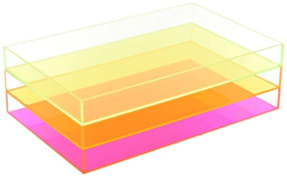 OnDisplay Electric Neon Luxe Clear Acrylic Stackable Cosmetic/Jewelry Tray - Stack of 3