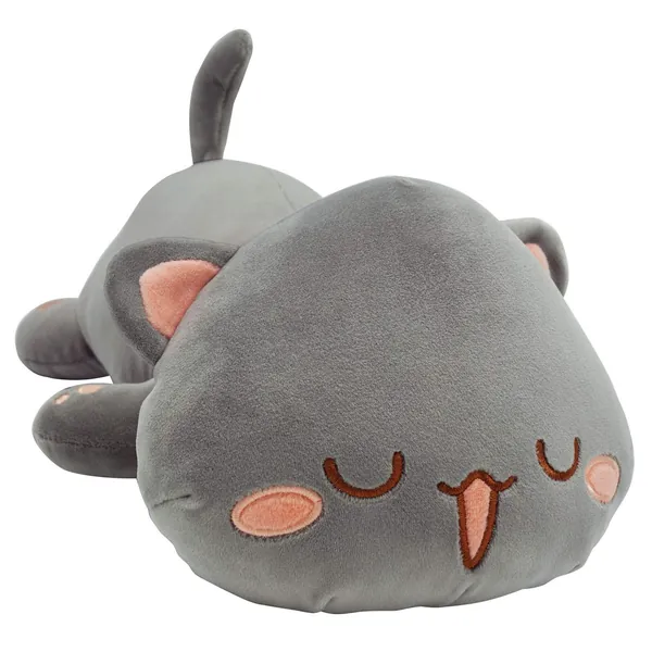 Cute Kitten Plush Toy Stuffed Animal Pet Kitty Soft Anime Cat Plush Pillow for Kids (Gray B, 25.5")
