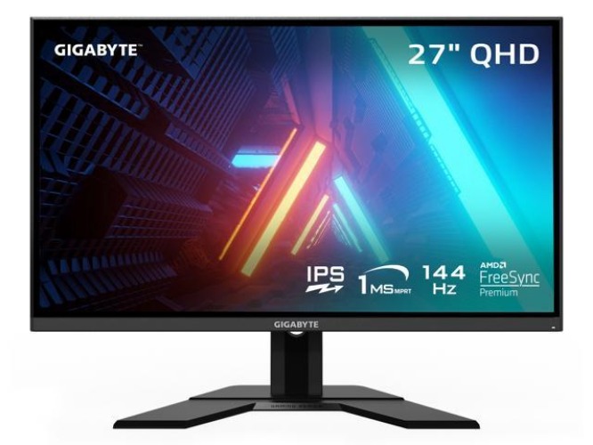 GIGABYTE - G27Q - 27" IPS Gaming Monitor - QHD 2560x1440 - 144Hz - 1ms MPRT - AMD FreeSync Premium - HDMI, DP, USB-A - Height Adjustable - Black