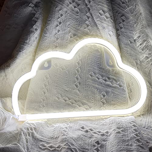 Cloud Neon Signs, LED Cloud Neon Light for Wall Decor, Battery or USB Powered Cloud Sign Shaped Decoration Wall Lights for Bedroom Aesthetic Teen Girl Kid Room Christmas Birthday Wedding Party White - White