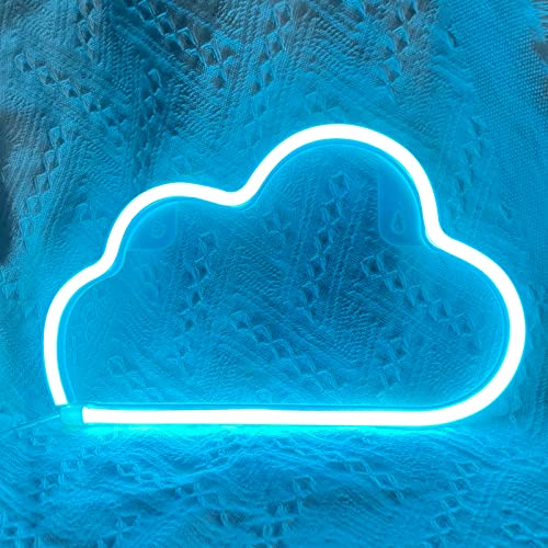 Cloud Neon Signs, LED Cloud Neon Light for Wall Decor, Battery or USB Powered Cloud Sign Shaped Decoration Wall Lights for Bedroom Aesthetic Teen Girl Kid Room Christmas Birthday Wedding Party - Light Blue
