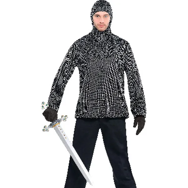 Chainmail Tunic and Cowl | Adult Size | Silver | 1 Pc