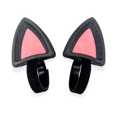 BeamTeam3D Cat Ears for Headphones - Cat Ear Headphone Attachment in Various Colors with Self Fastener - Cat Ears Headphone for Gamers and Streamers and Cosplayers (Set of 2) (Sparkle Black/Pink) - Sparkle Black/Pink