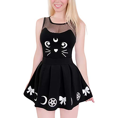 Littleforbig Cotton Romper Onesie Pajamas Bodysuit - Luna Onesie Skirt Set - X-Small - Black